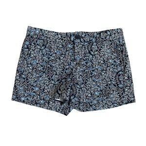 Banana Republic Hampton Pique Cotton Shorts sz 00P Navy Blue Floral Preppy Chino